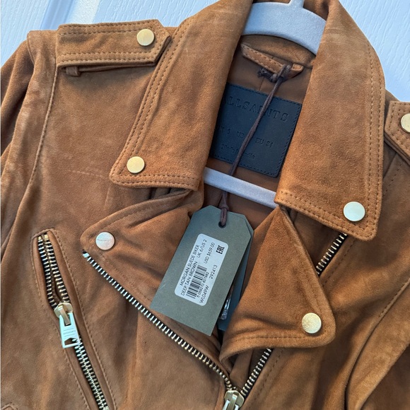 All Saints Suede Jacket NWT, size 4 — camel color with gold hardware - Picture 2 of 3